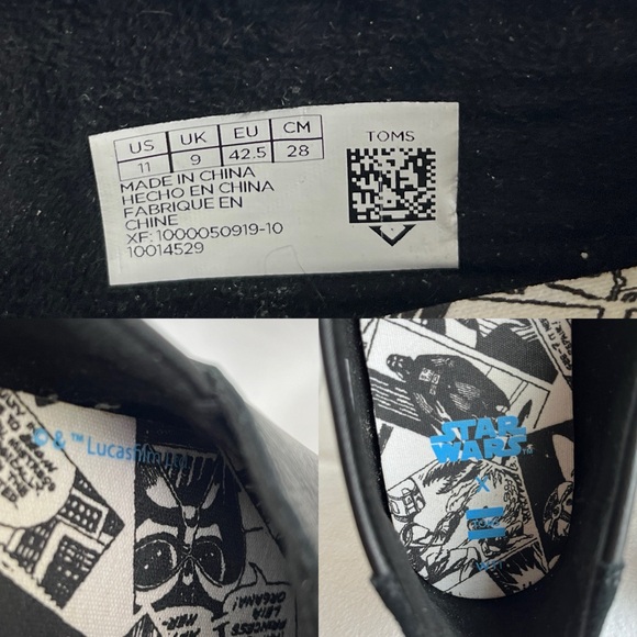 Toms Star Wars slip on shoes size US 11 leather black. Darth Vader/Stormtrooper - Picture 8 of 8